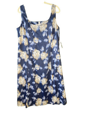 Nine West Dress Womens 16W NEW Blue Floral Sleeveless Career Office Modest Midi